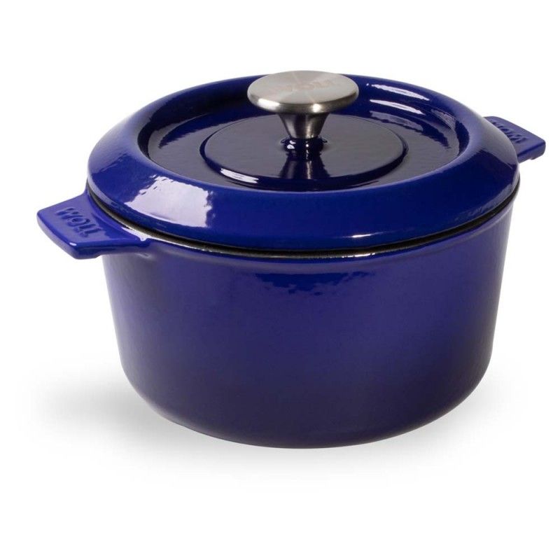Żeliwny garnek 20 cm niebieski Patelnie grillowe  - 1 patelnie do smażenia bez tłuszczu