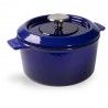 Żeliwny garnek 20 cm niebieski Patelnie grillowe  - 1 patelnie do smażenia bez tłuszczu